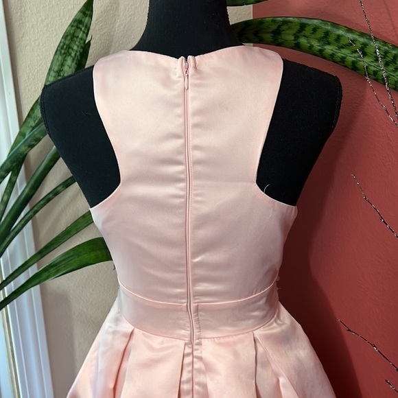 NEW Lulus Satin Light Pink Trendy Skater Dress with Rhinestones - Picture 9 of 15